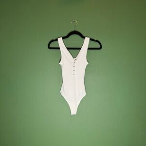 Abercrombie & Fitch White Ribbed Tank Top Bodysuit Size XXS